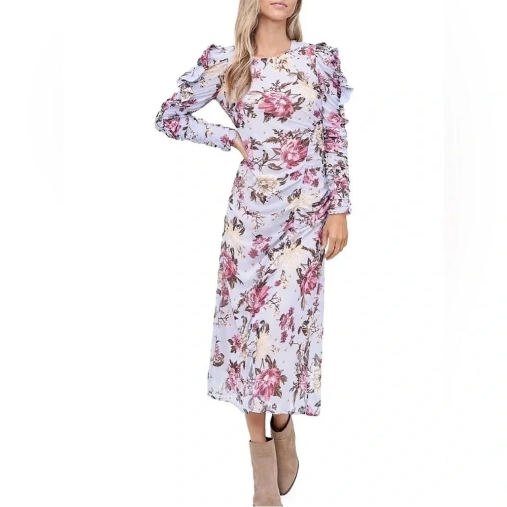 En saison midi  floral dress fairy wedding guest